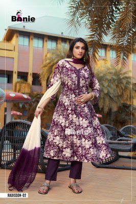 Bonie Radisson Vatican Print Kali Kurti with Pant And Dupatta Wholesale  kurtis catalogs