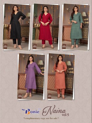 Bonnie Naina Vol 5 Premium Viscose Embroidery Work Top Plazzo Set Wholesale kurtis catalogs