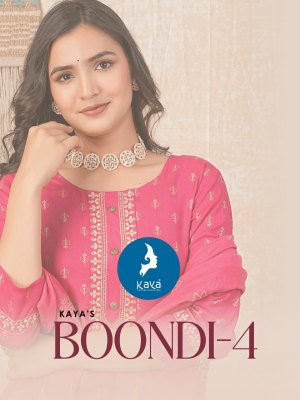 Boondi 4 by Kaya Reyon Straight cut kurti pant and dupatta catalogue at amaviexpo Kaya kurti