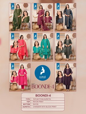 Boondi 4 by Kaya reyon printed best designed readymade suit catalogue at low rate readymade suit catalogs