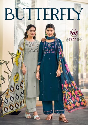 Butterfly by Woodee Premium Quality 3 piece kurti bottom with dupatta catalogue at low rate wholesale catalogs