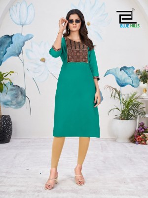 Cadbury by Blue hills reyon fancy kurti catalogue with neck designe kurtis catalogs