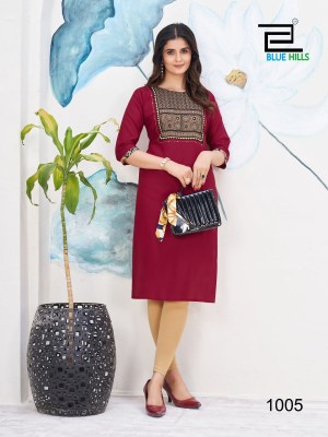 Cadbury by Blue hills reyon fancy kurti catalogue with neck designe kurtis catalogs