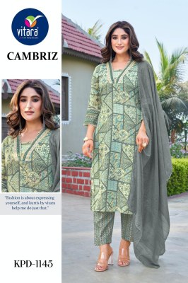 Cambriz by pic and choose slub cotton printed kurti pant and dupatta catalogue pic and choose