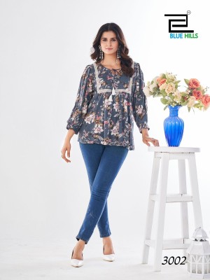 Cappuccino vol 3 by Blue hills Heavy wrinkle reyon short top catalogue at affordable rate western wear catalogs