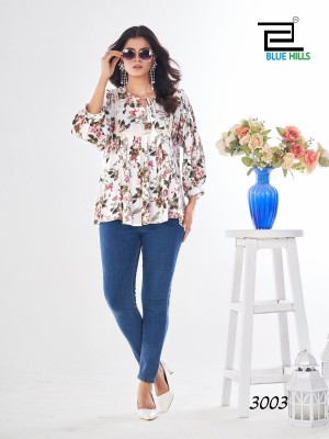 Cappuccino vol 3 by Blue hills Heavy wrinkle reyon short top catalogue at affordable rate western wear catalogs