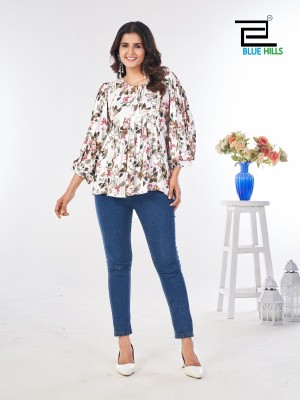 Cappuccino vol 3 by Blue hills Heavy wrinkle reyon short top catalogue at affordable rate western wear catalogs