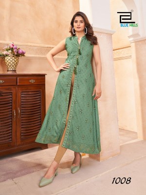 Cat Walk by Blue hills reyon foil printed central cut kurti collection in affordable price wholesale catalogs