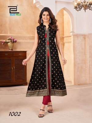 Cat Walk by Blue hills reyon foil printed central cut kurti collection in affordable price kurtis catalogs