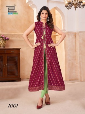 Cat Walk by Blue hills reyon foil printed central cut kurti collection in affordable price kurtis catalogs