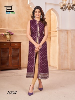 Cat Walk by Blue hills reyon foil printed central cut kurti collection in affordable price kurtis catalogs