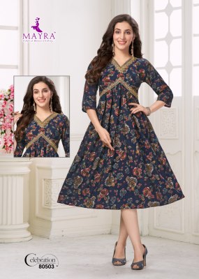 Celebration by Mayra Pure Heavy chanderi modal printed kurti catalogue at affordable rate kurtis catalogs