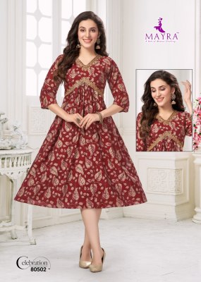 Celebration by Mayra Pure Heavy chanderi modal printed kurti catalogue at affordable rate kurtis catalogs