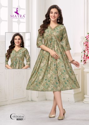 Celebration by Mayra Pure Heavy chanderi modal printed kurti catalogue at affordable rate kurtis catalogs