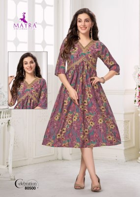 Celebration by Mayra Pure Heavy chanderi modal printed kurti catalogue at affordable rate kurtis catalogs