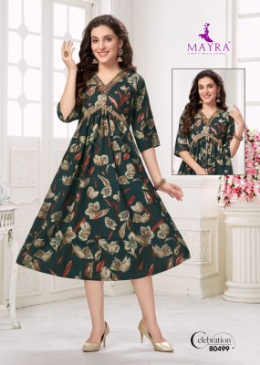 Celebration by Mayra Pure Heavy chanderi modal printed kurti catalogue at affordable rate kurtis catalogs