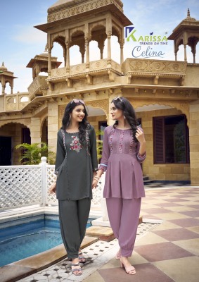 Celina by Karissa Premium Fancy Top with Afghani Bottom co ord set catalogue at wholesale rate 