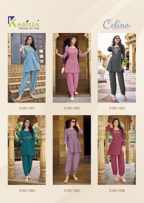 Celina by Karissa Premium Fancy Top with Afghani Bottom co ord set catalogue at wholesale rate Size wise Combo Set