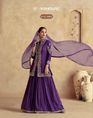 Chakori by Aashirwad creation premium chinon silk fancy sharara suit collection readymade suit catalogs