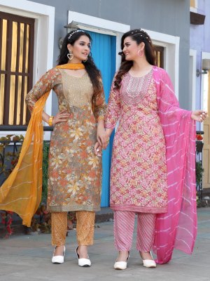 Chamkili by Manjeera capsual printed straight kurti pant and dupatta catalogue at low rate readymade suit catalogs