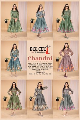 Chandani by Deecee Stylon Silk Digital printed with palin matching border kurti catalogue kurtis catalogs