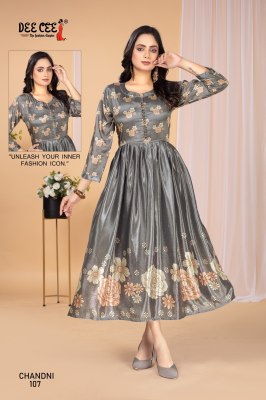 Chandani by Deecee Stylon Silk Digital printed with palin matching border kurti catalogue kurtis catalogs