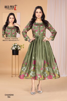 Chandani by Deecee Stylon Silk Digital printed with palin matching border kurti catalogue kurtis catalogs