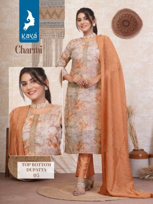 Charmi by Kaya Fancy Chanderi digital printed kurti pant and dupatta catalogue at affordable rate readymade suit catalogs