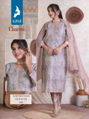 Charmi by Kaya Fancy Chanderi digital printed kurti pant and dupatta catalogue at affordable rate readymade suit catalogs