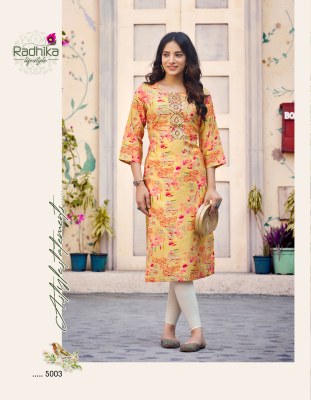 Charming vol 5 by Radhika lifestyle modal chanderi workfancy kurti catalogue at affordable rate kurtis catalogs