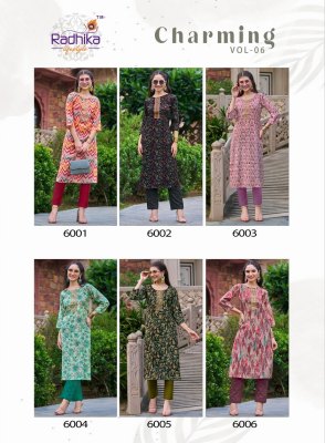 Charming vol 6 by Radhika life style Modal chanderi with work kurti catalogue at affordable rate kurtis catalogs