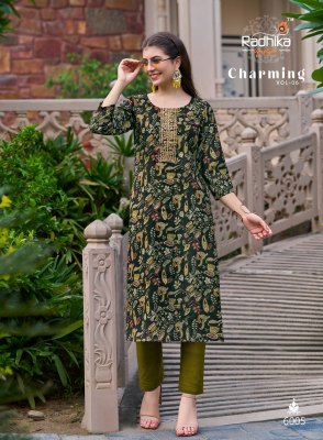 Charming vol 6 by Radhika life style Modal chanderi with work kurti catalogue at affordable rate kurtis catalogs