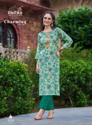 Charming vol 6 by Radhika life style Modal chanderi with work kurti catalogue at affordable rate kurtis catalogs