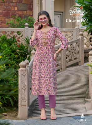 Charming vol 6 by Radhika life style Modal chanderi with work kurti catalogue at affordable rate kurtis catalogs