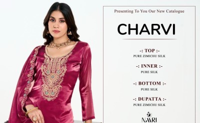 Charvi by Naari launch pure zimichu silk unstitched salwar suit catalogue at low rate  salwar kameez catalogs