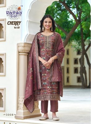 Cherry vol 3 by radhika lifestyle modal chanderi printed readymade suit catalogue readymade suit catalogs