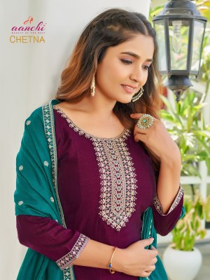 Chetna by Aanchi designer flair kali top with bottom and dupatta catalogue at low rate Aanchi 