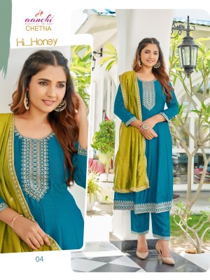 Chetna by Aanchi designer flair kali top with bottom and dupatta catalogue at low rate readymade suit catalogs