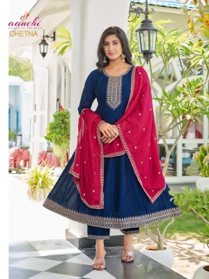 Chetna by Aanchi designer flair kali top with bottom and dupatta catalogue at low rate readymade suit catalogs