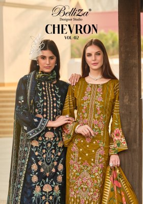 Chevron vol 2 by Belliza Pure Cotton Digital Printed Fron Embroidered Dress material catalogue at affordable rate wholesale catalogs