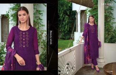 Chikankari vol 3 by Lily and lali fancy handwork designer readymade suit catalogue at amaviexpo readymade suit catalogs