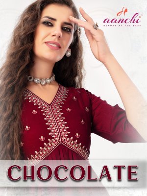 Chocolate by Aanchi kurti Alia Cut fancy embroidered kurti catalogue at affordable rate Aanchi 