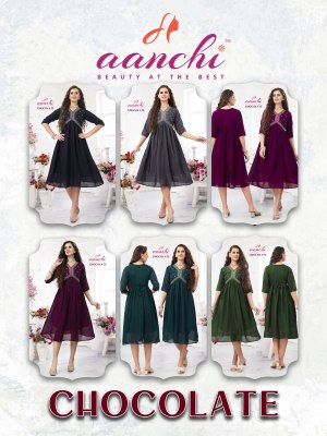 Chocolate by Aanchi kurti Alia Cut fancy embroidered kurti catalogue at affordable rate kurtis catalogs