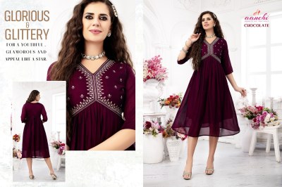 Chocolate by Aanchi kurti Alia Cut fancy embroidered kurti catalogue at affordable rate kurtis catalogs