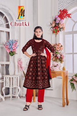 Chutki Ghera by Master Premium reyon printed embroidered girls readymade suit catalogue readymade suit catalogs