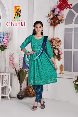 Chutki Ghera by Master Premium reyon printed embroidered girls readymade suit catalogue readymade suit catalogs