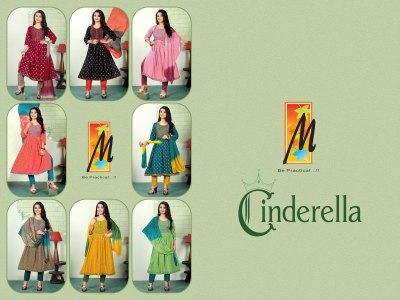 Cinderella by Master Heavy Reyon Gold Printed Flared Kurti pant and Dupatta Catalogue readymade suit catalogs