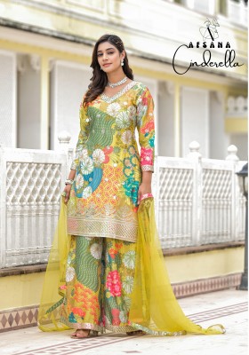 Cindrella by Afsana real chinon silk digital printed fancy sharara suit catalogue Afsana Suits Catalogue 