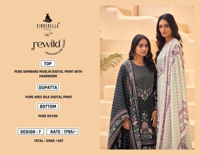 Cindrella by Rewild pure muslin digital printed with handwork unstitched dress material catalogue salwar kameez catalogs