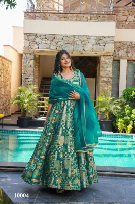Clora vol 10 stunning Beautiful digital printed Ethnic wear Fully flared gown set collection Peacock Blue  Colour Wholesale  